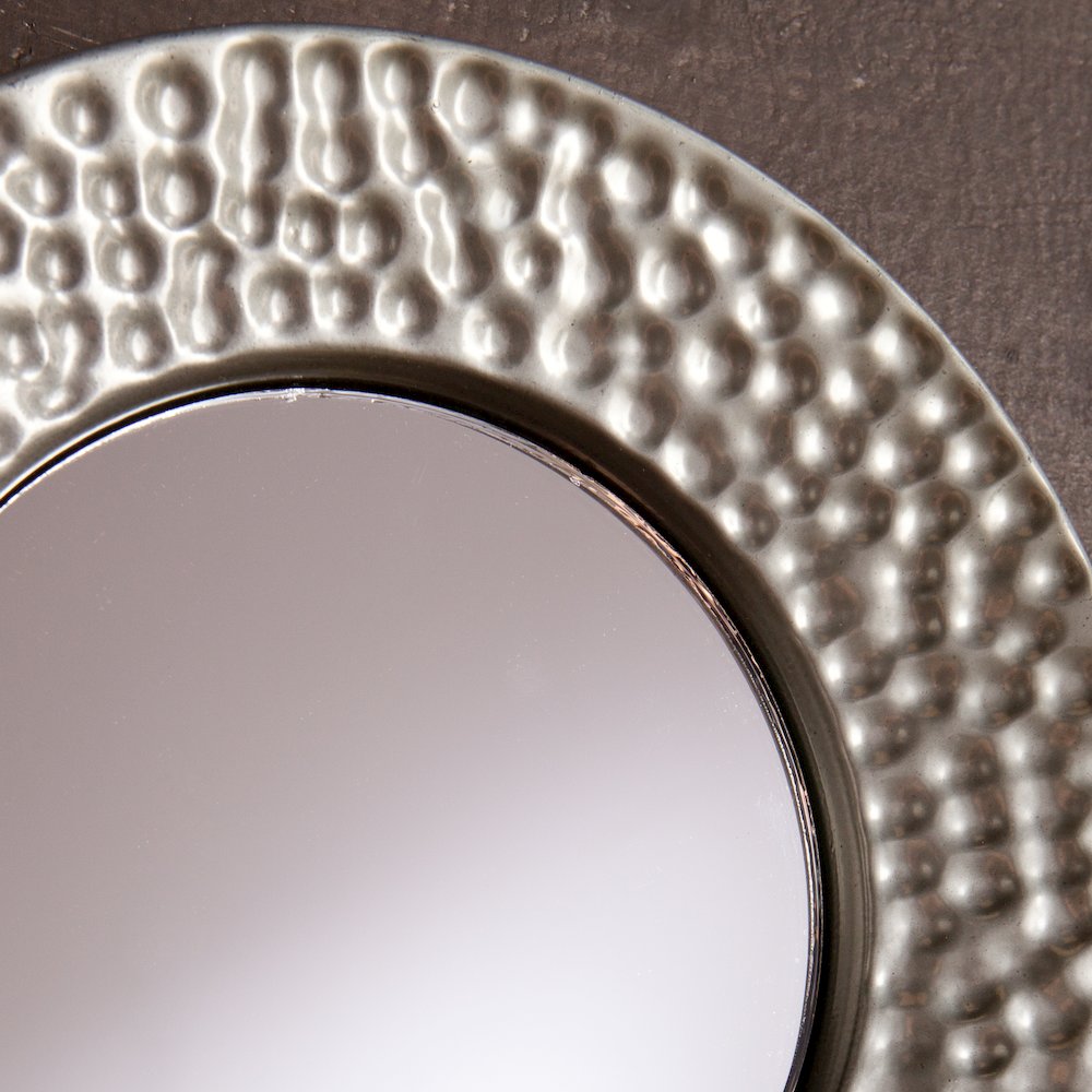 Callari Silver Sphere Wall Mirror 4pc Set- Hammered Silver. Picture 3