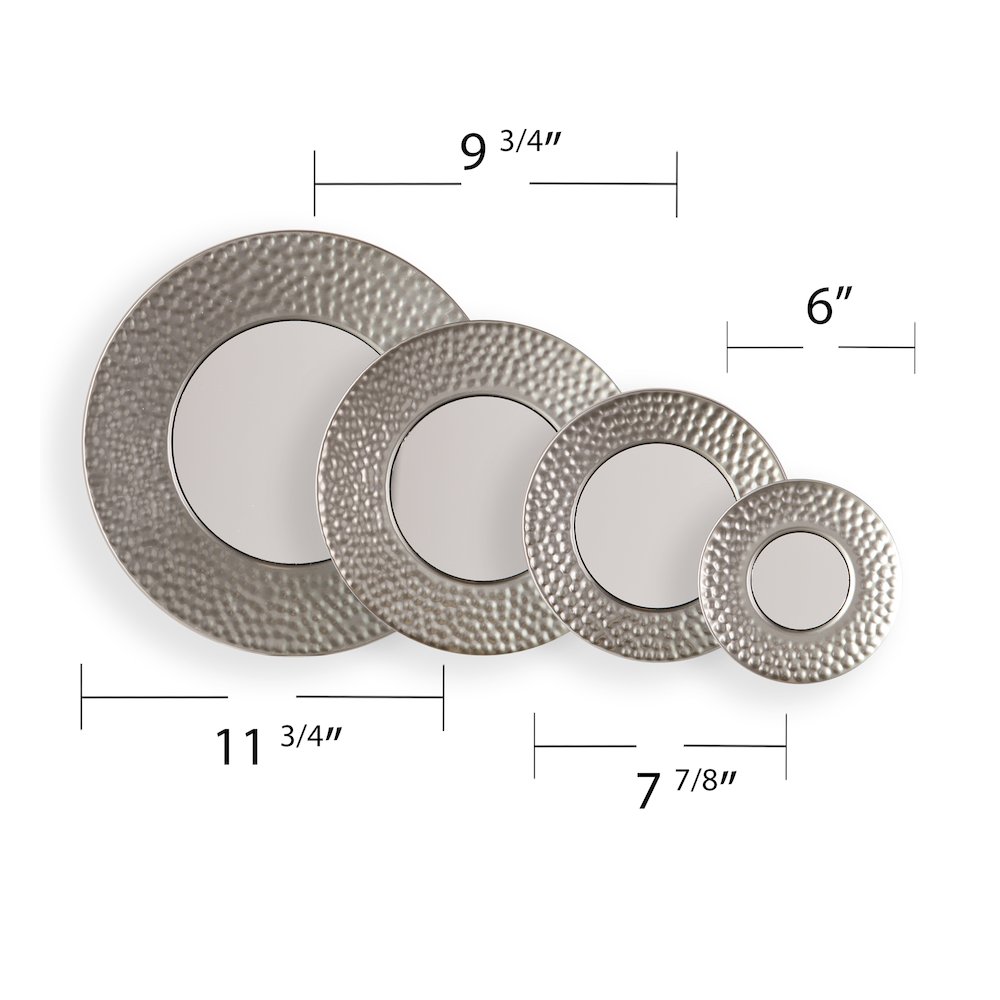 Callari Silver Sphere Wall Mirror 4pc Set- Hammered Silver. Picture 5