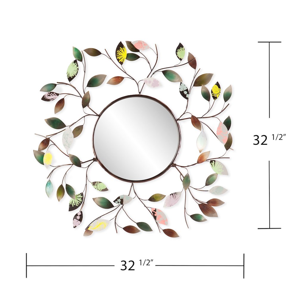 Millara Decorative Metallic Leaf Wall Mirror. Picture 5