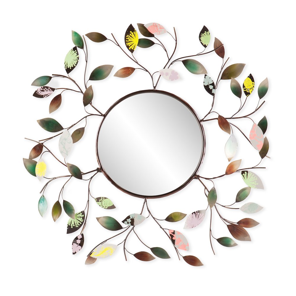 Millara Decorative Metallic Leaf Wall Mirror. Picture 6