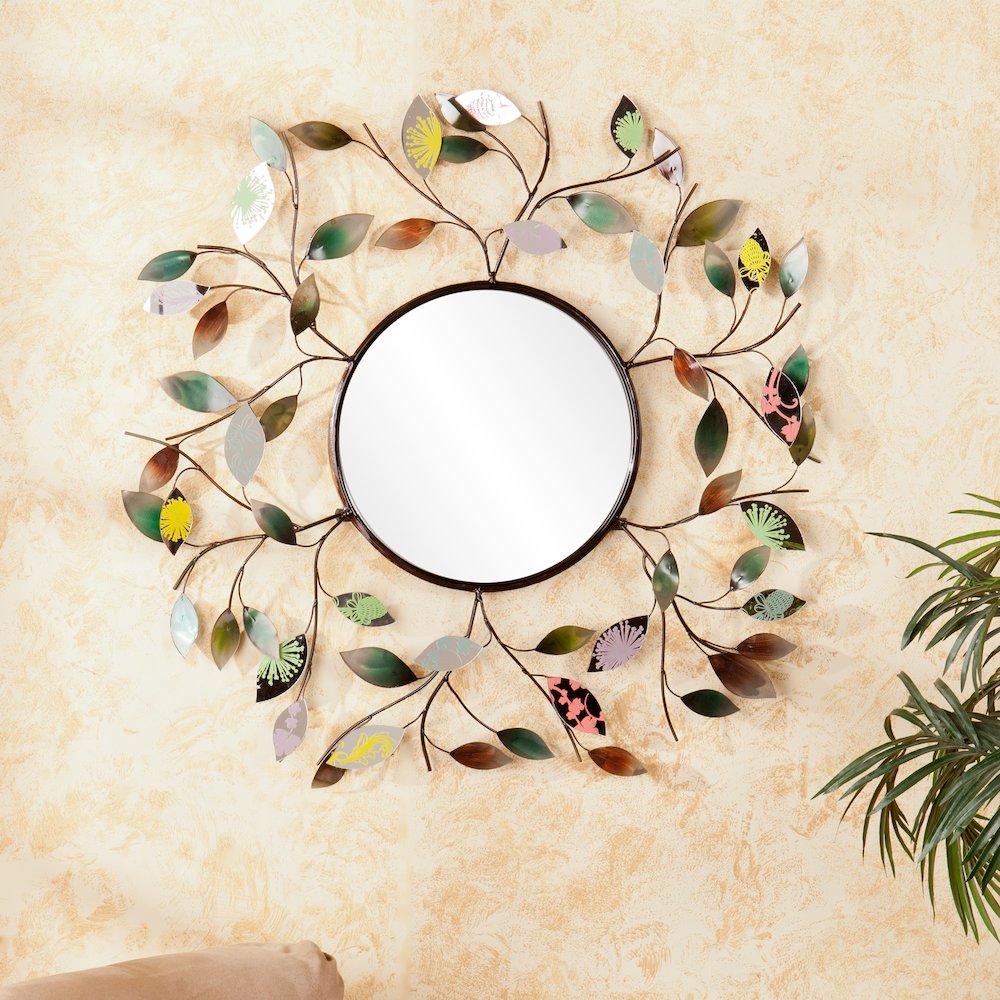 Millara Decorative Metallic Leaf Wall Mirror. Picture 2