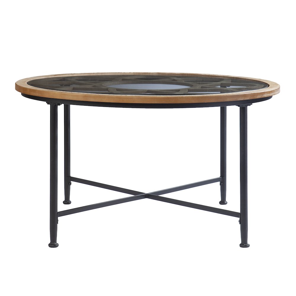 Melvoir Glass-Top Cocktail Table in Black Color. Picture 2
