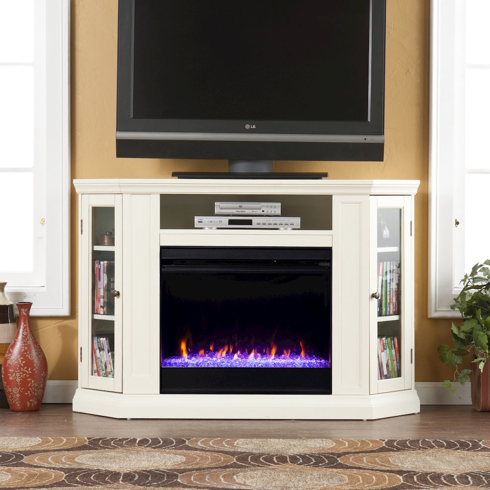 Claremont Color Changing Convertible Fireplace in White Color. Picture 3