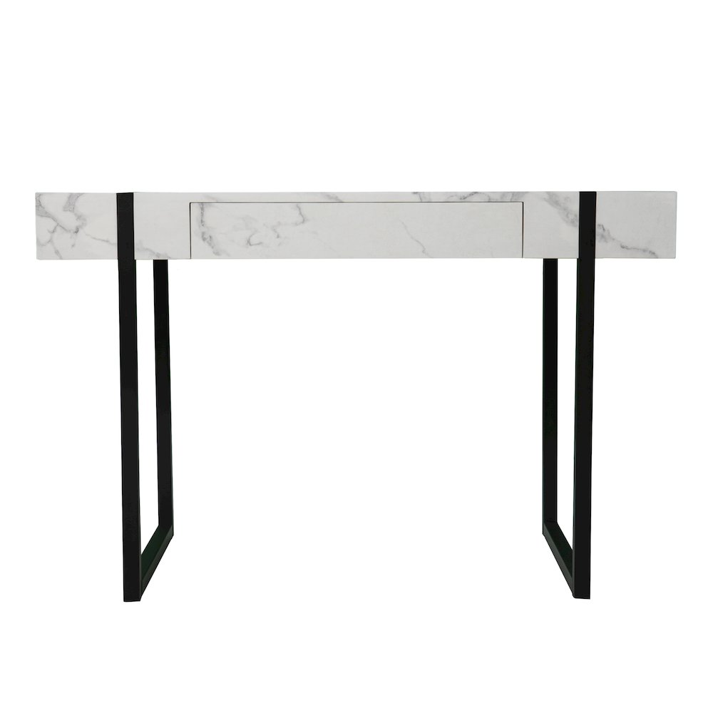 Rangley Modern Faux Marble Desk in White Color. Picture 2