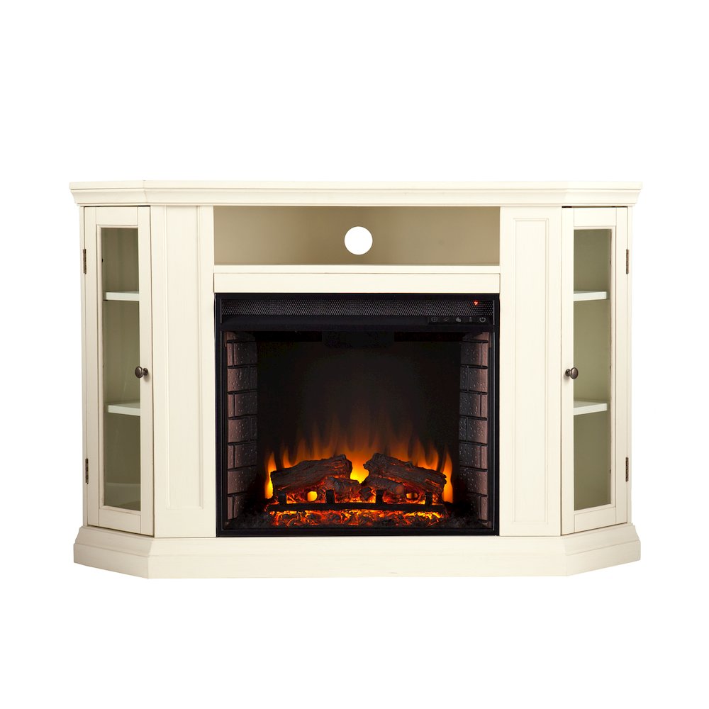 Claremont Convertible Media Electric Fireplace in White Color. Picture 2