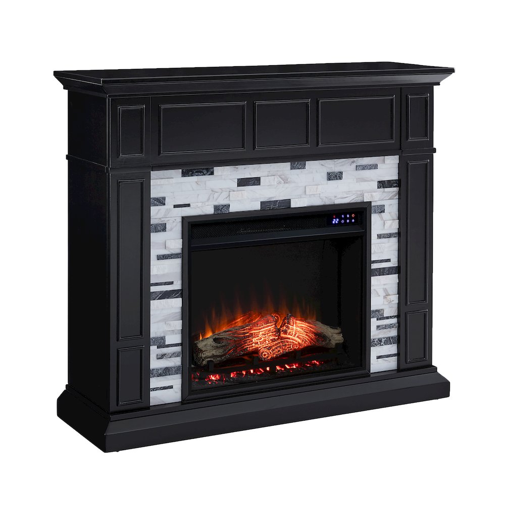 Drovling Marble Touch Screen Electric Fireplace in Black Color. Picture 1