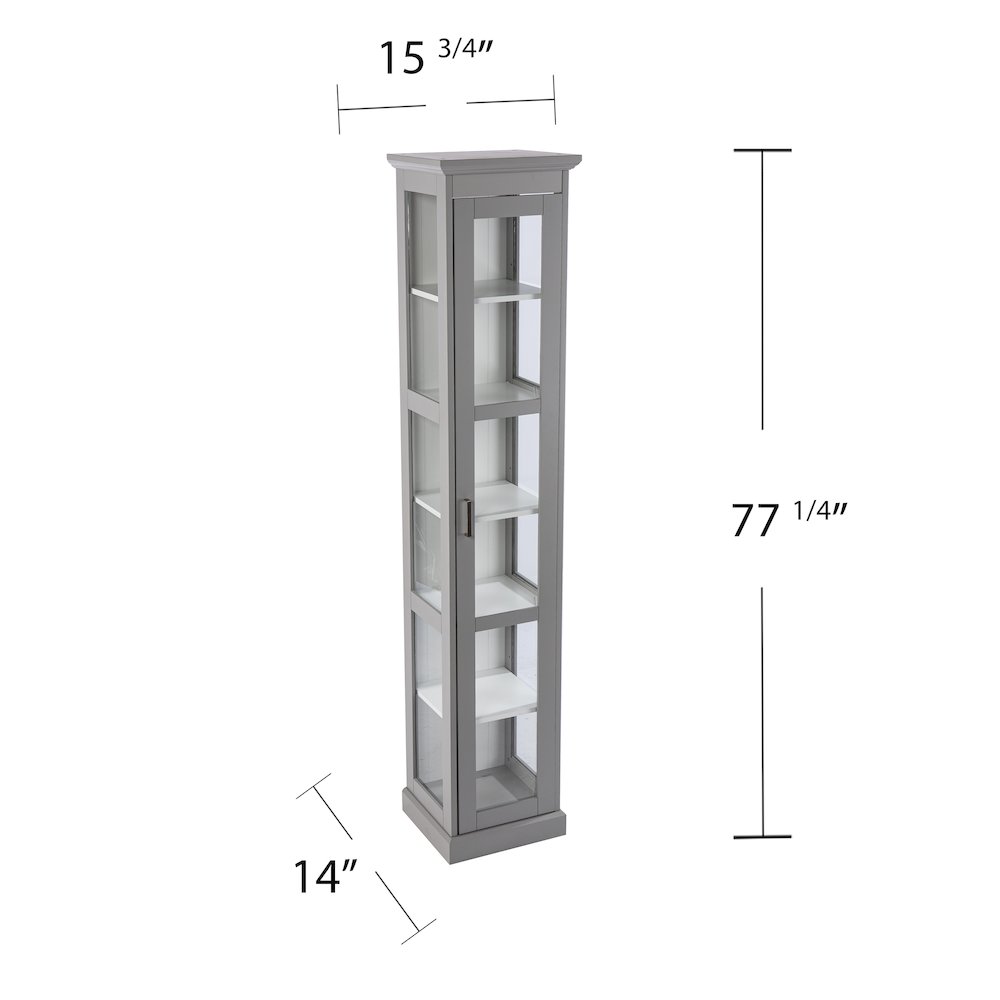 Balterley Curio Cabinet with Glass Door in Grey Color. Picture 5