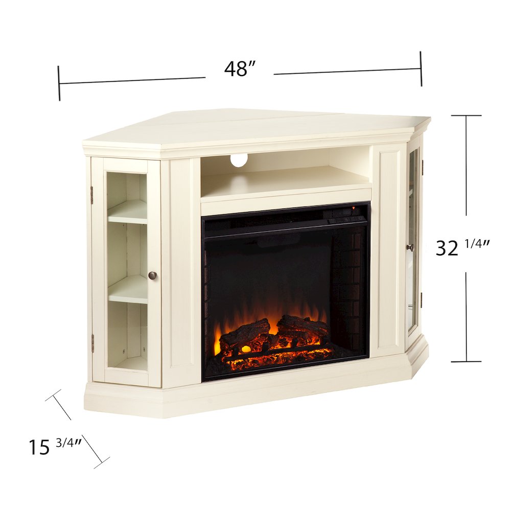 Claremont Convertible Media Electric Fireplace in White Color. Picture 5