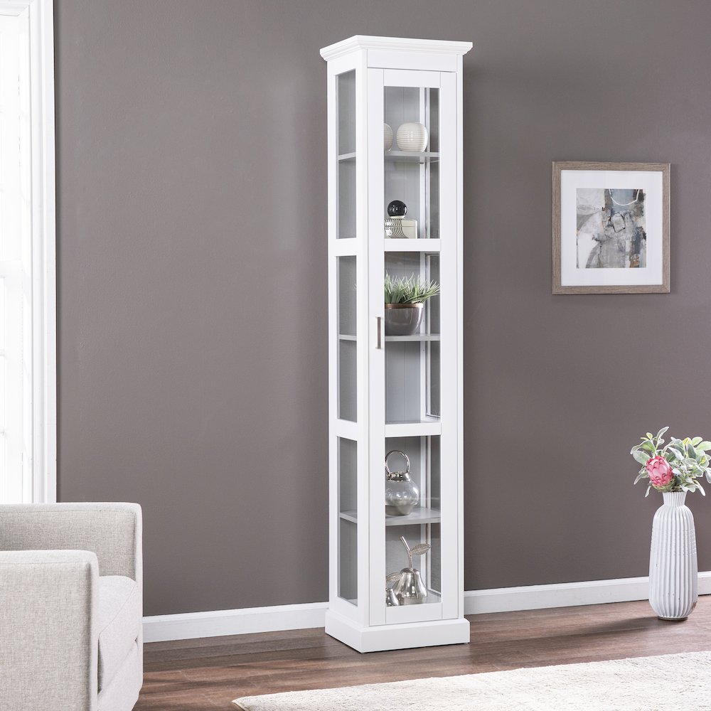 Balterley Tall Curio Glass Door in White Color. Picture 3
