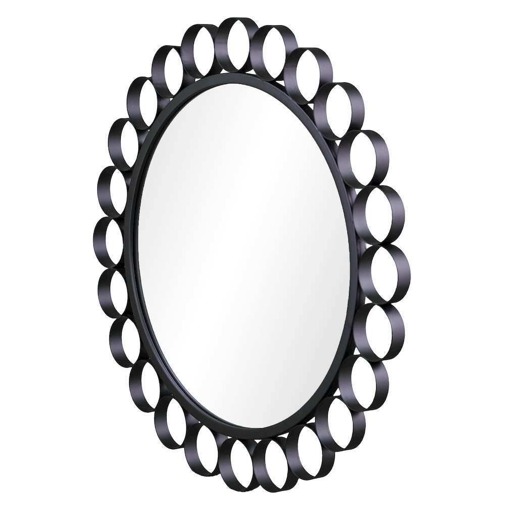 Abdella Round Decorative Mirror in Black Color. Picture 1