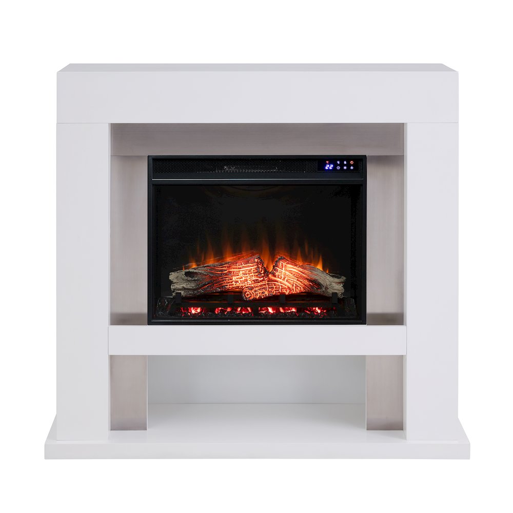 Lirrington Stainless Steel Touch Screen Electric Fireplace in Grey Color. Picture 2