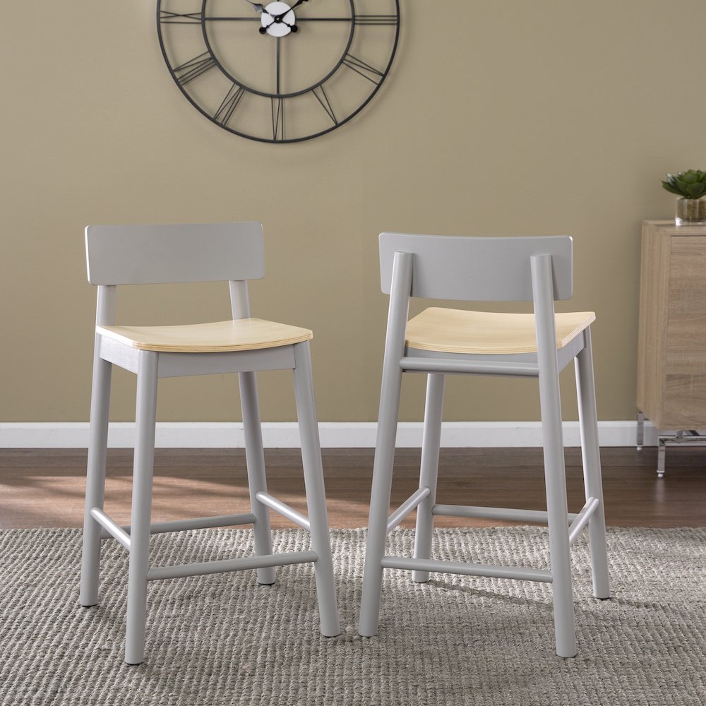 Claxby Two-Tone Counter Stools – 2PC Set in Grey Color. Picture 2