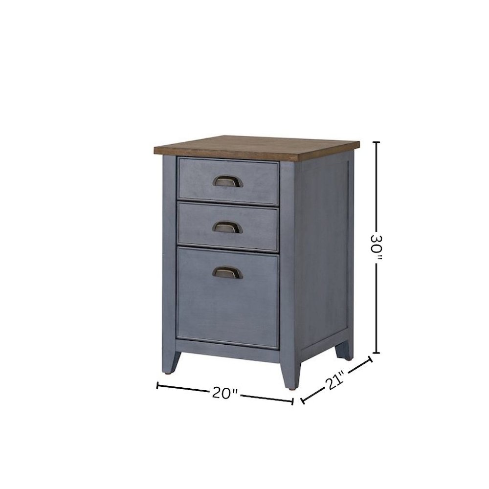 Three Drawer Wood File Cabinet, 1 Letter-Size File, 2 Utility, Blue. Picture 7