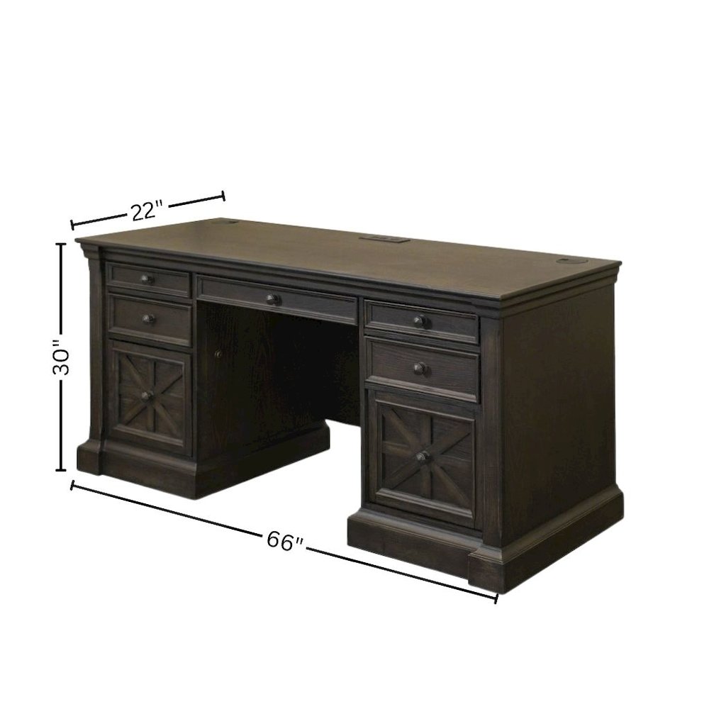 Traditional Credenza, 7 Drawers, 2 Locking Files, Power Center, Dark Brown. Picture 9