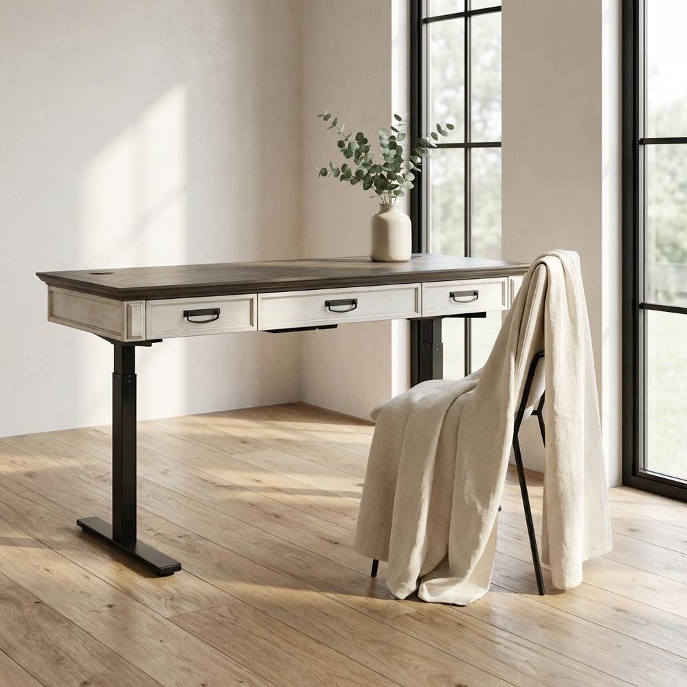 White Wood Writing Desk With Classic Rustic Design For Home Office Use. Picture 3