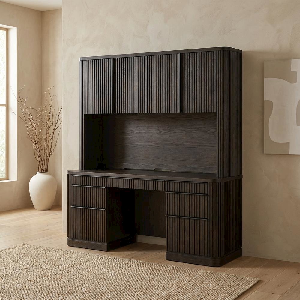 Contemporary Modern Credenza in Neutral Finish with Ample Storage. Picture 3