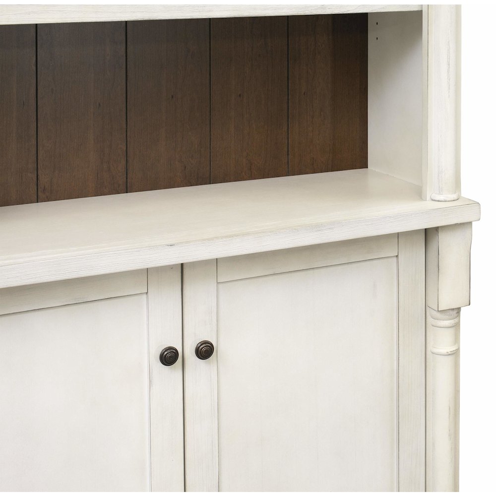 Durham Three Rustic 8' Wood Bookcases With Doors, White. Picture 3