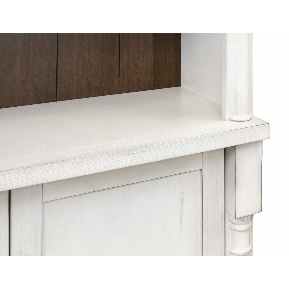 Durham Three Rustic 8' Wood Bookcases With Doors, White. Picture 4