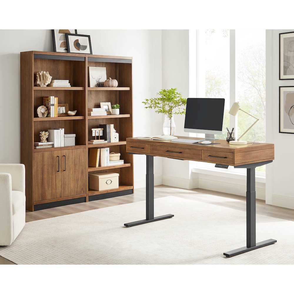 Avery Modern Electric Sit/Stand Desk, Rich Medium Brown. Picture 5
