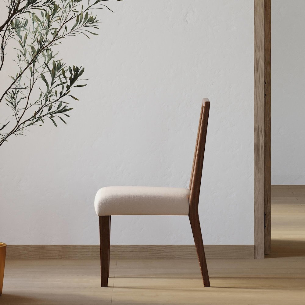 Mid-Century Modern Wood Kitchen Dining Table with Six Chairs, Brown. Picture 9