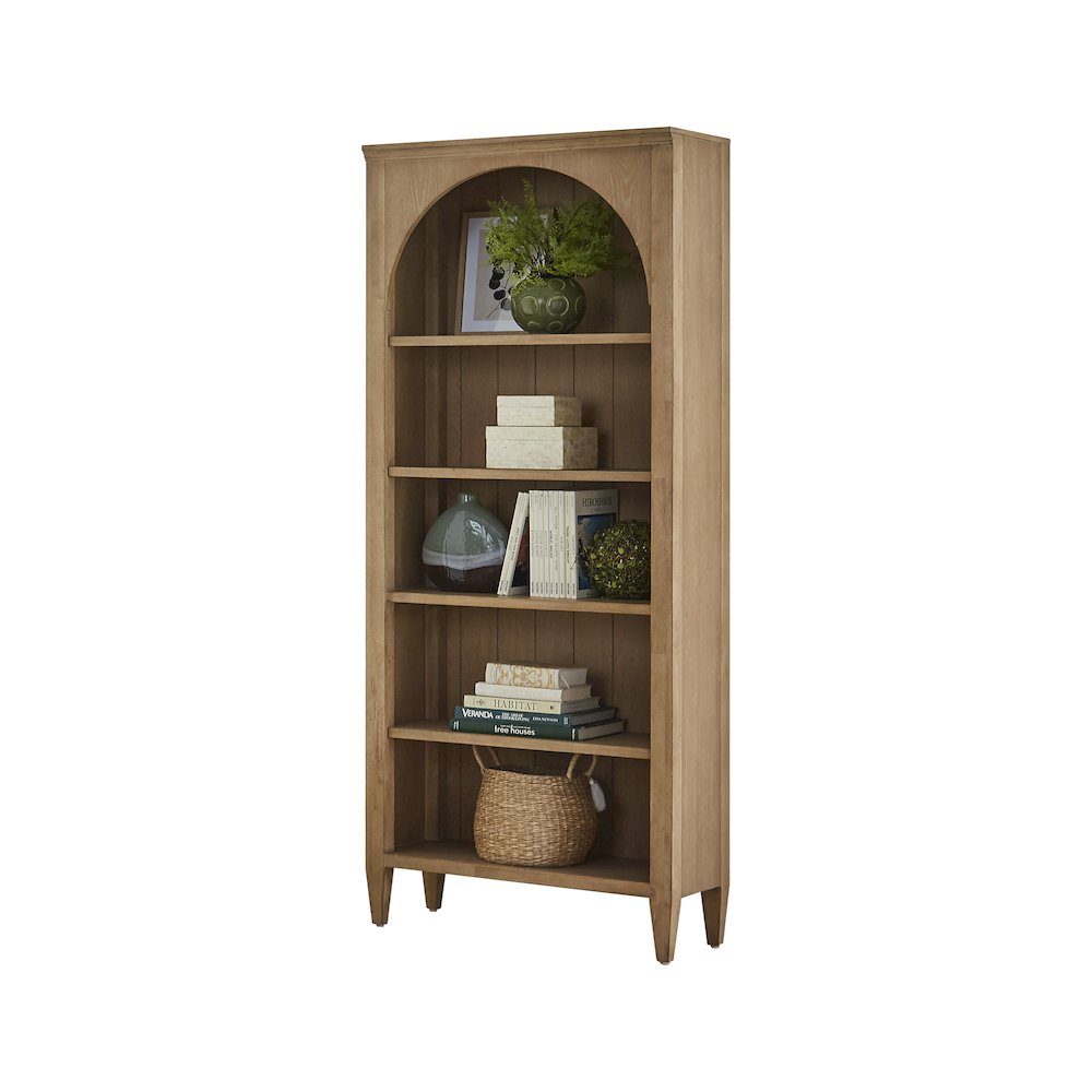 Laurel Modern Wood Open Bookcase Wall, Light Brown. Picture 7