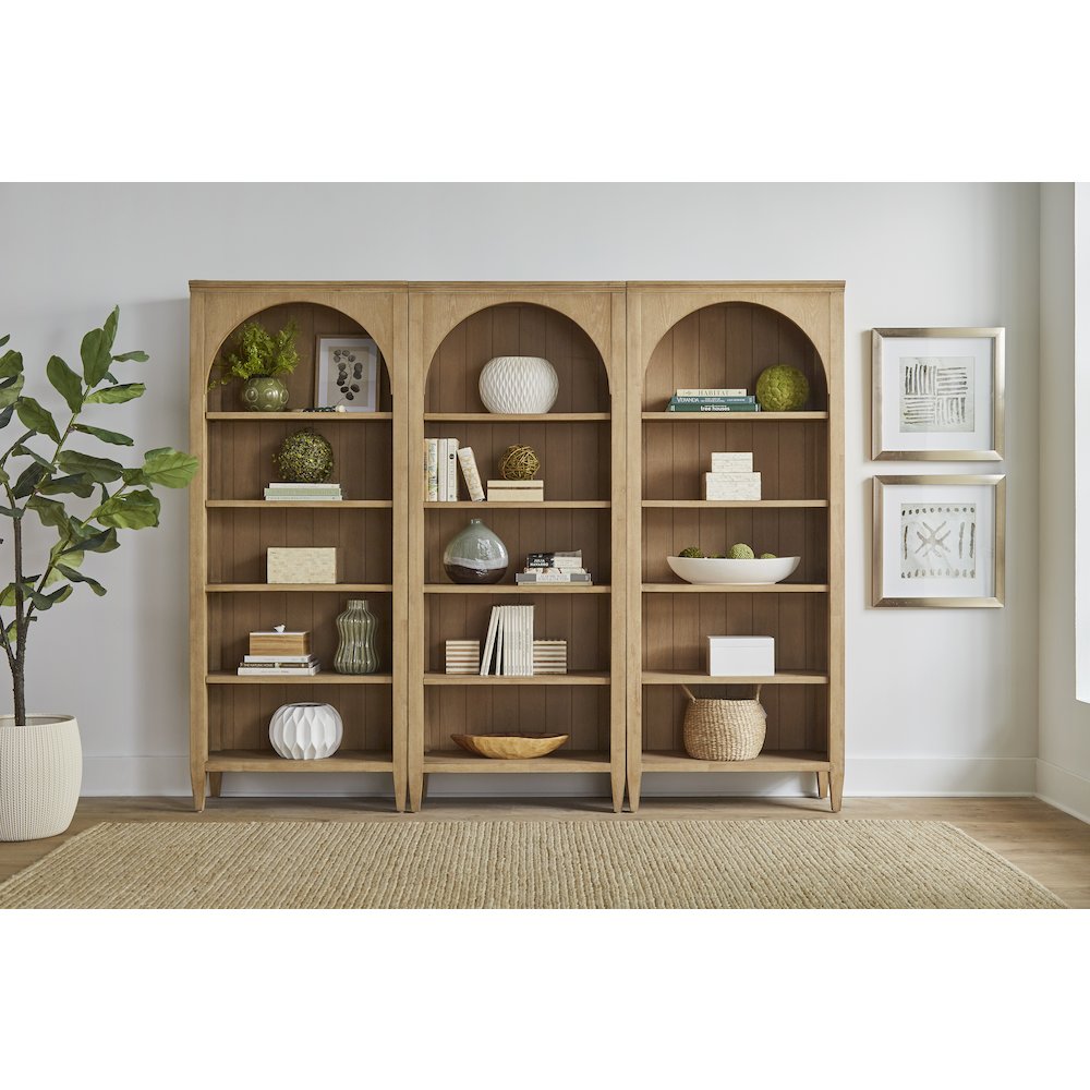 Laurel Modern Wood Open Bookcase Wall, Light Brown. Picture 12