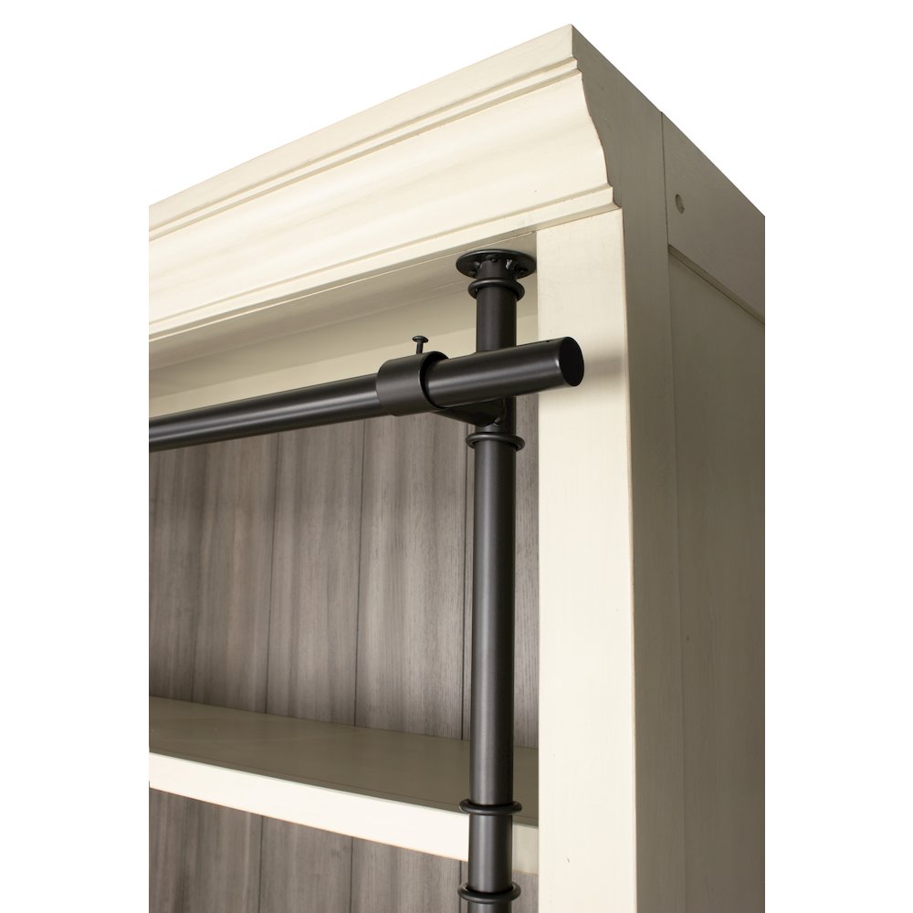 8' Tall Bookcase Wall With Ladder, Storage Organizer, Aged Chateau White. Picture 5