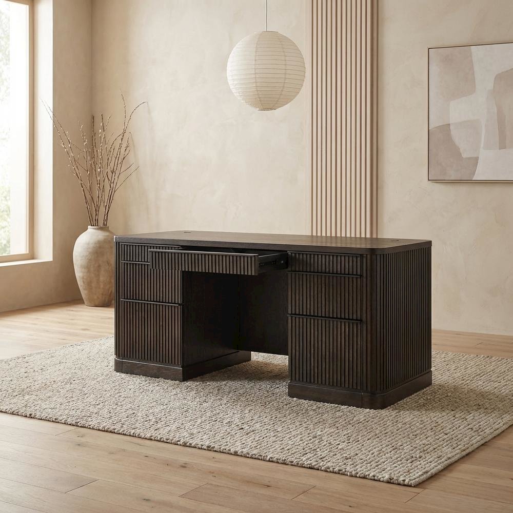 Contemporary Credenza in Warm Finish with Ample Storage. Picture 3
