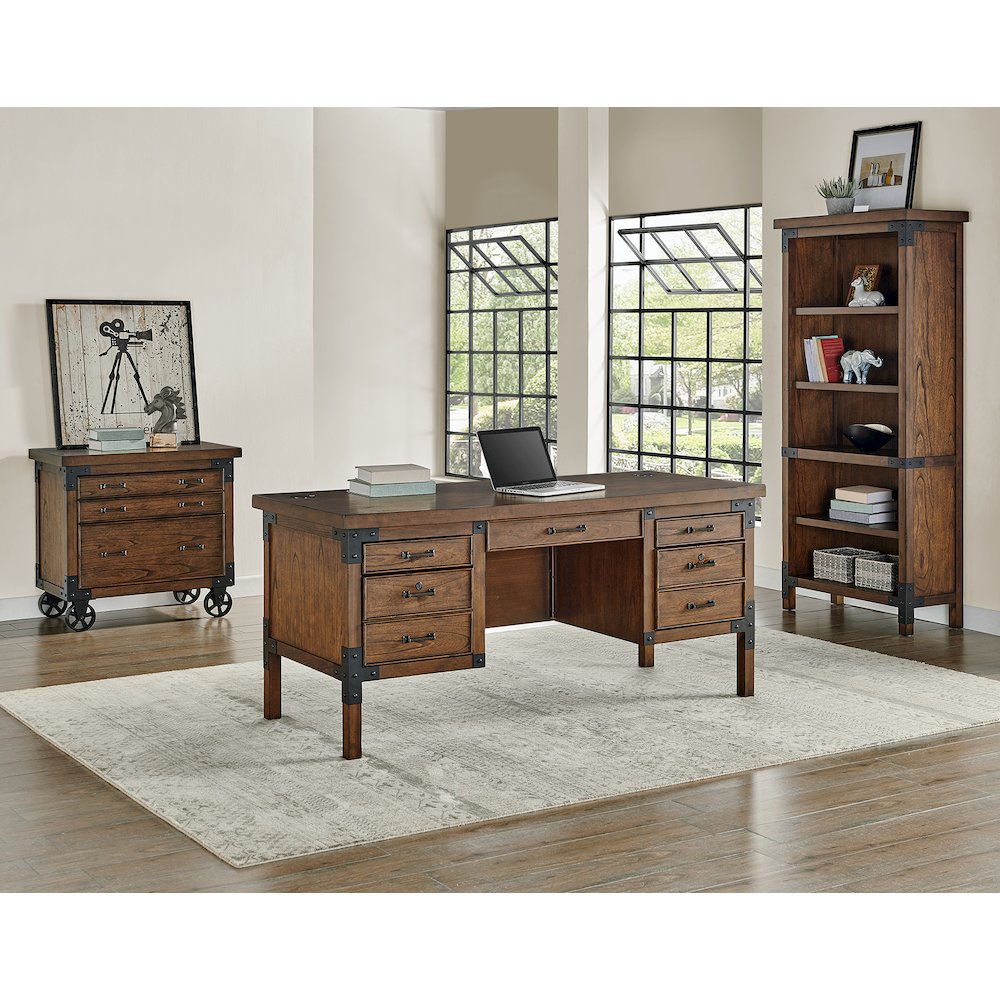 Addison Rustic Open Bookcase, Office Shelving. Picture 4