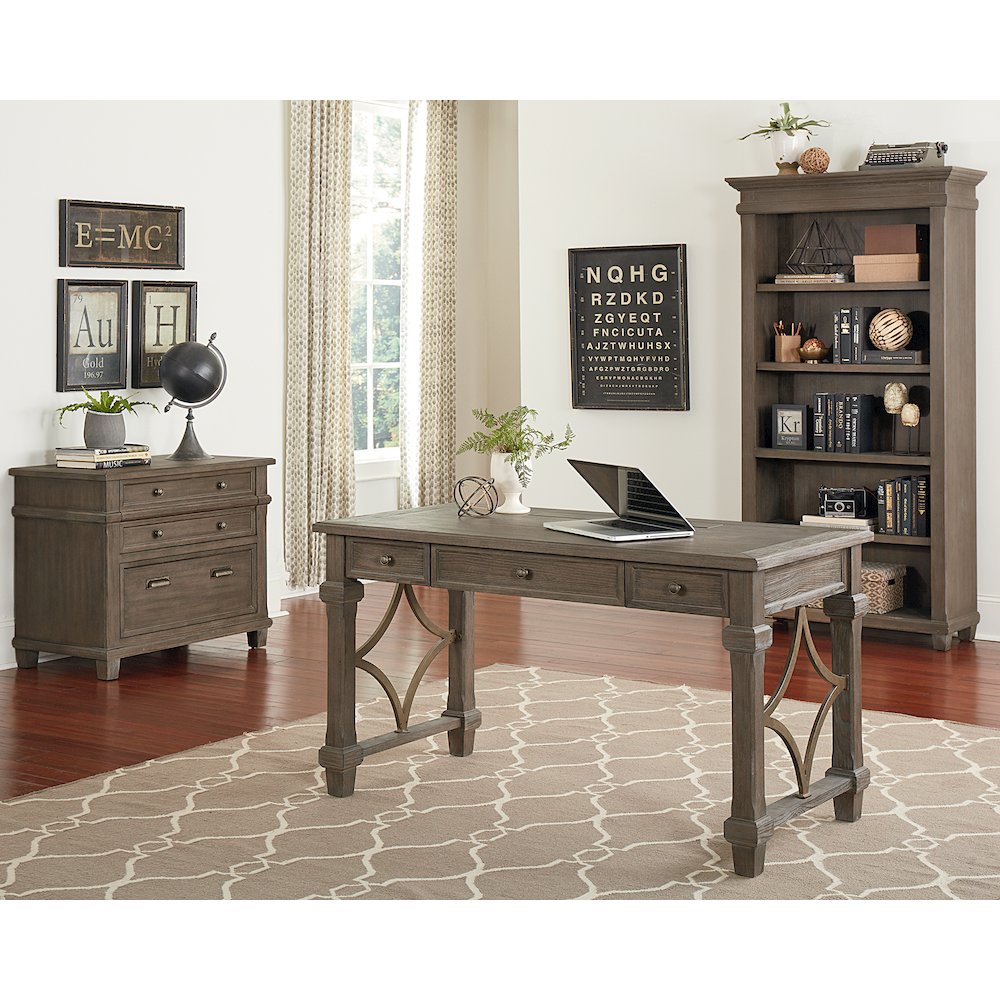 Carson Wood Writing Desk, Writing Table, Gray. Picture 3