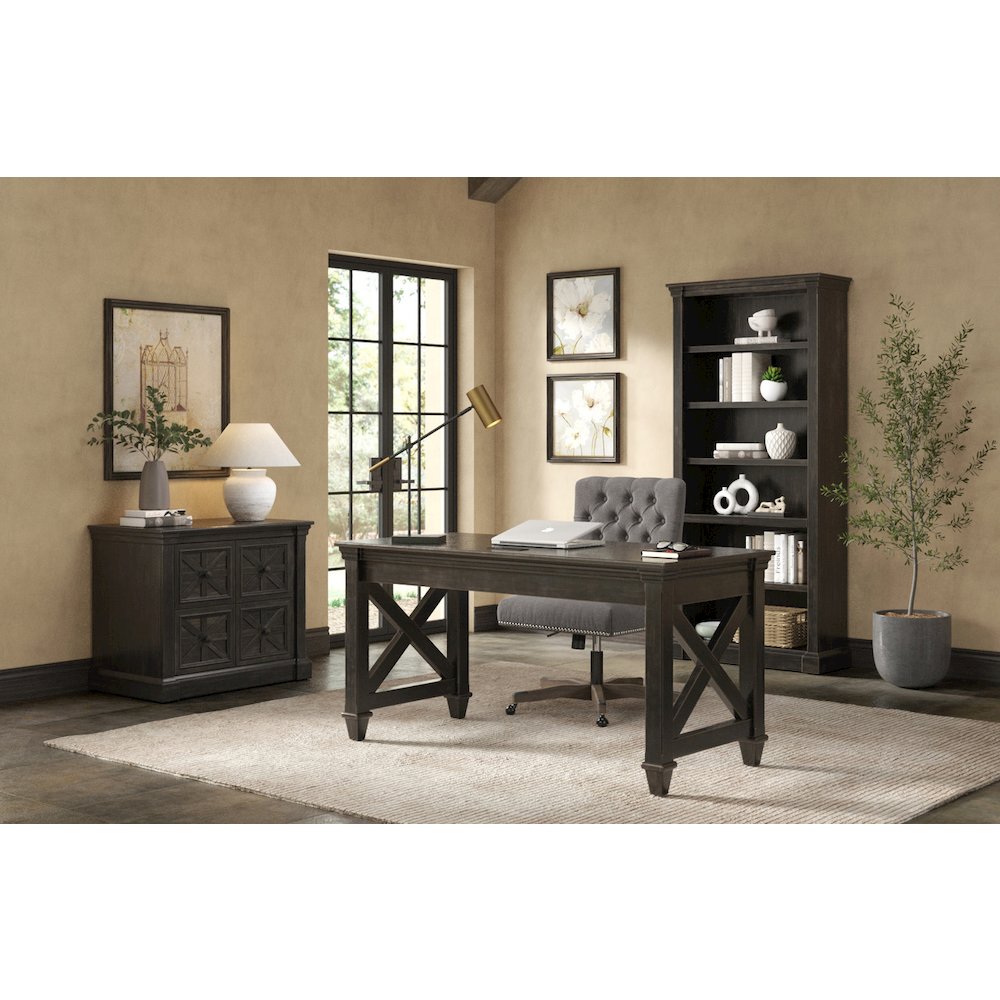 Kingston Traditional Wood Writing Desk, Dark Brown. Picture 4