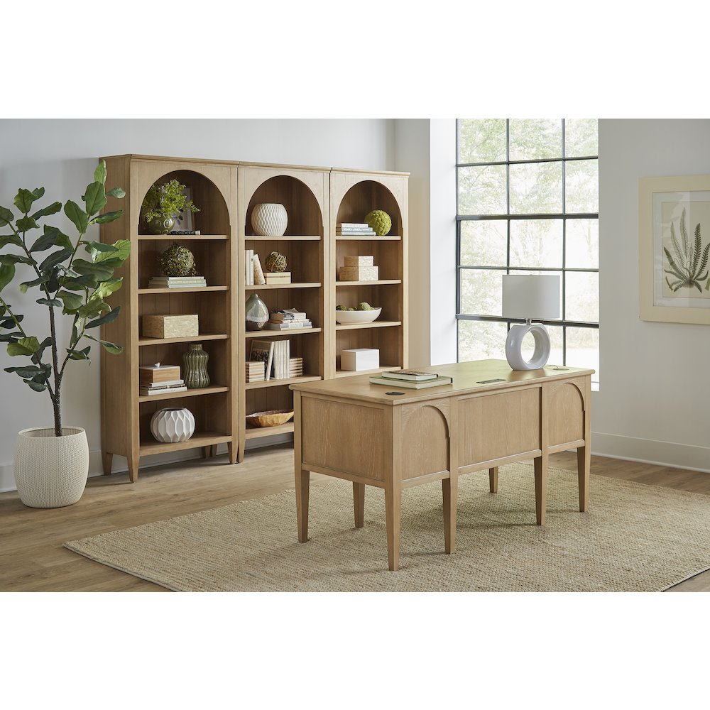 Laurel Modern Wood Open Bookcase Wall, Light Brown. Picture 13