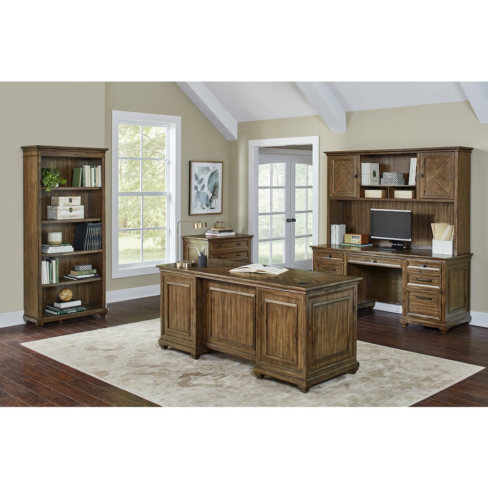 Porter Wood Open Bookcase, Fully Assembled, Brown. Picture 9