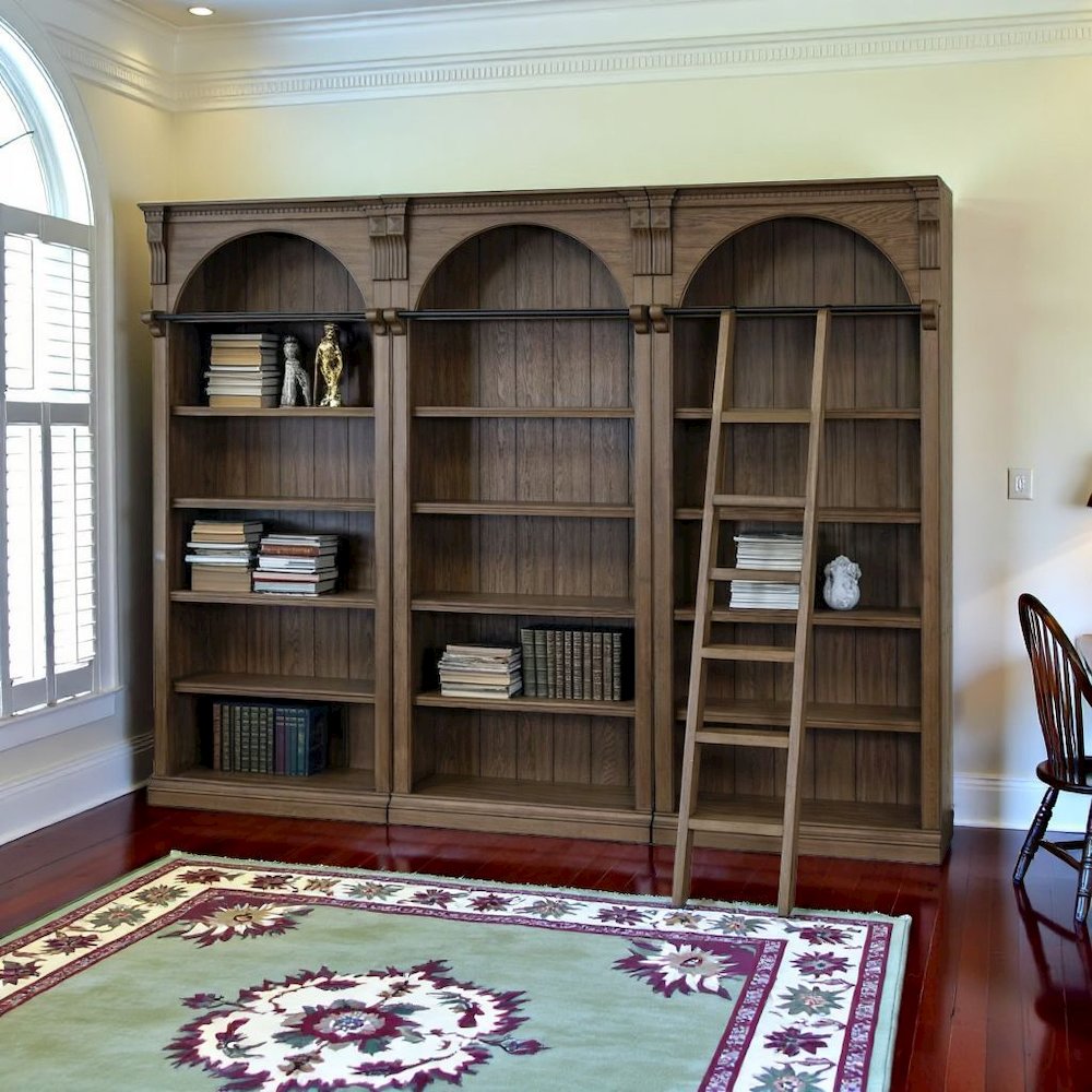 Tall Ladder Bookcase Wall Unit with Storage, Barrister Library Design. Picture 3
