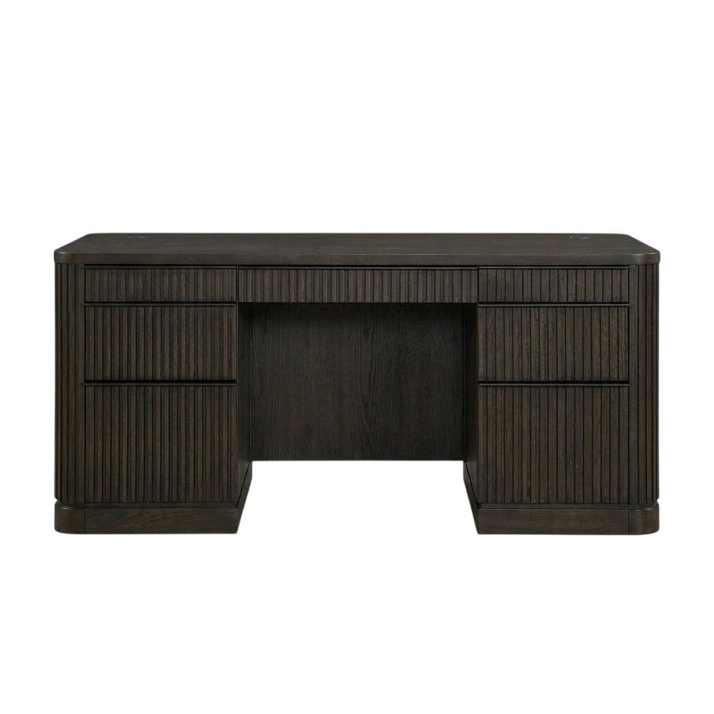 Contemporary Credenza in Warm Finish with Ample Storage. Picture 4