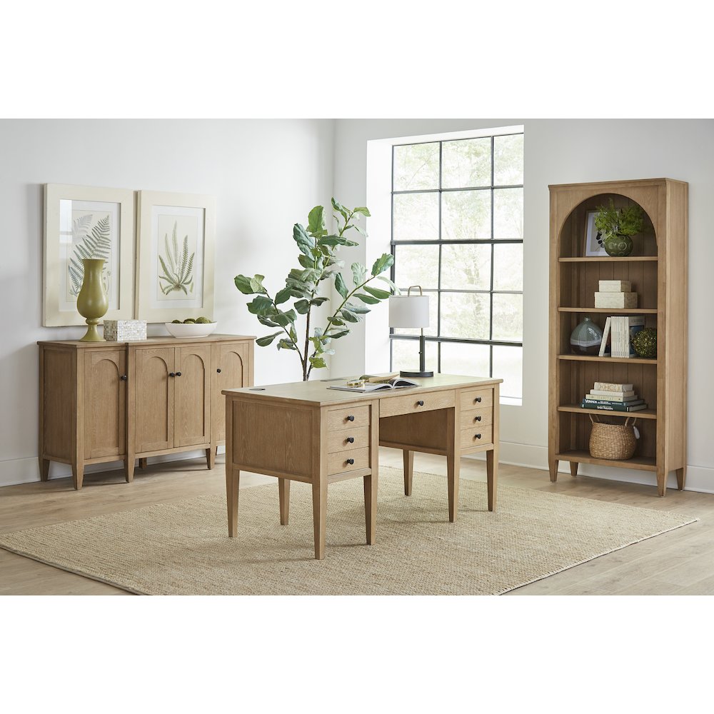 Laurel Modern Wood Open Bookcase Wall, Light Brown. Picture 5