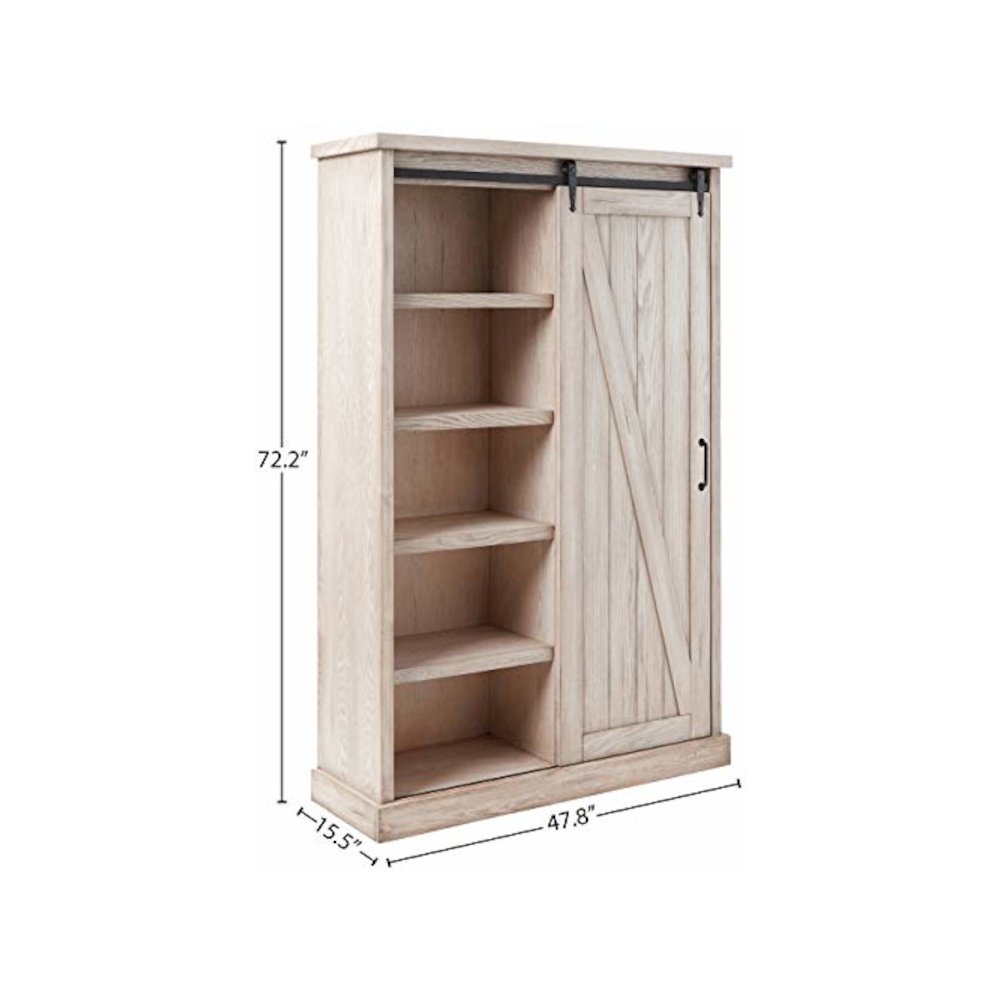 Avondale Rustic Barn Door Bookcase, White. Picture 11