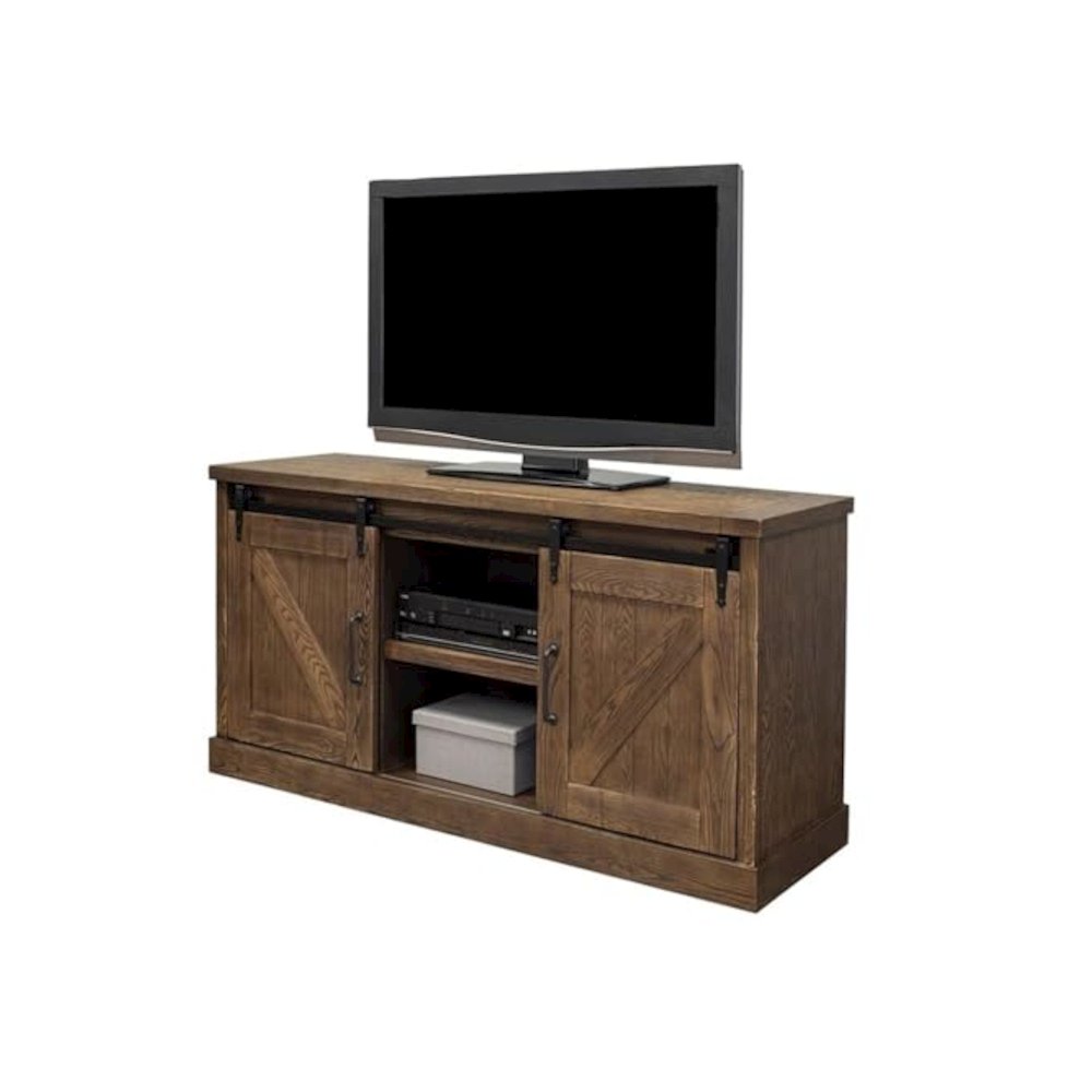 Avondale 60" TV Console, Barn Door, Brown. Picture 9