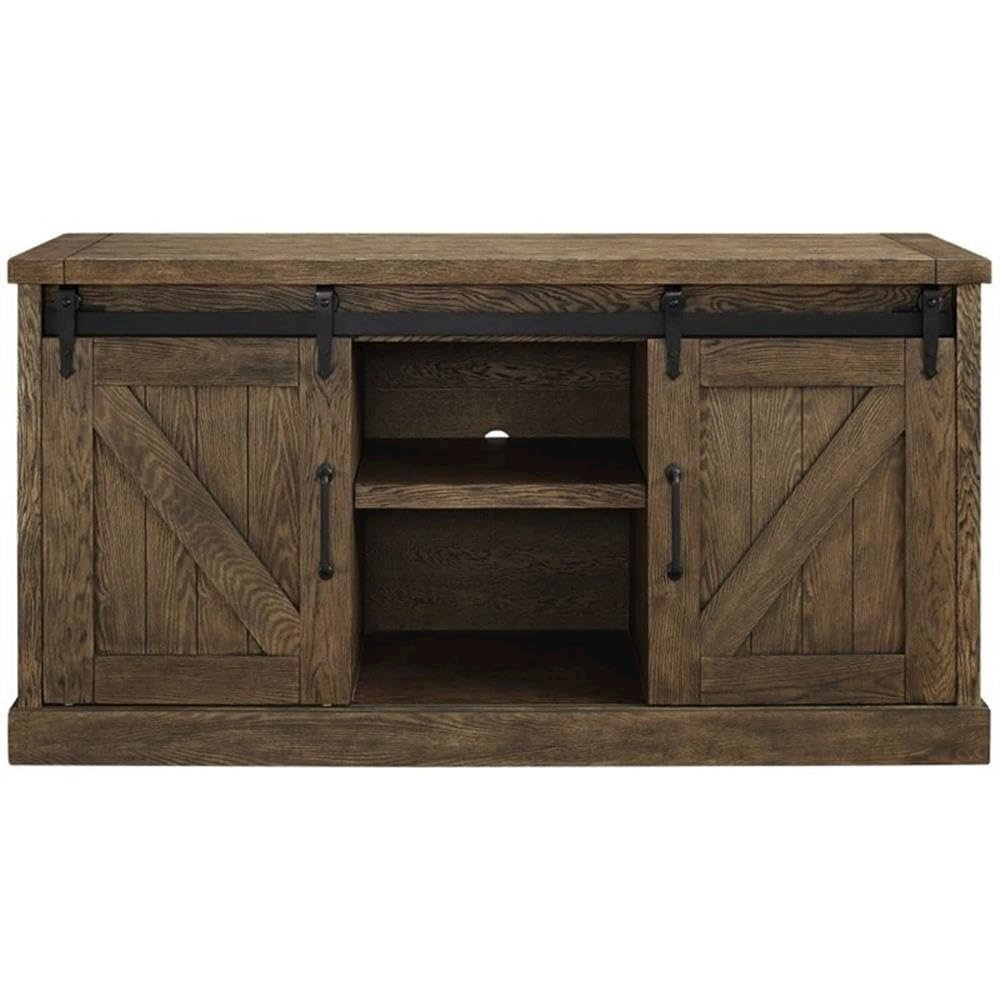 Avondale 60" TV Console, Barn Door, Brown. Picture 5