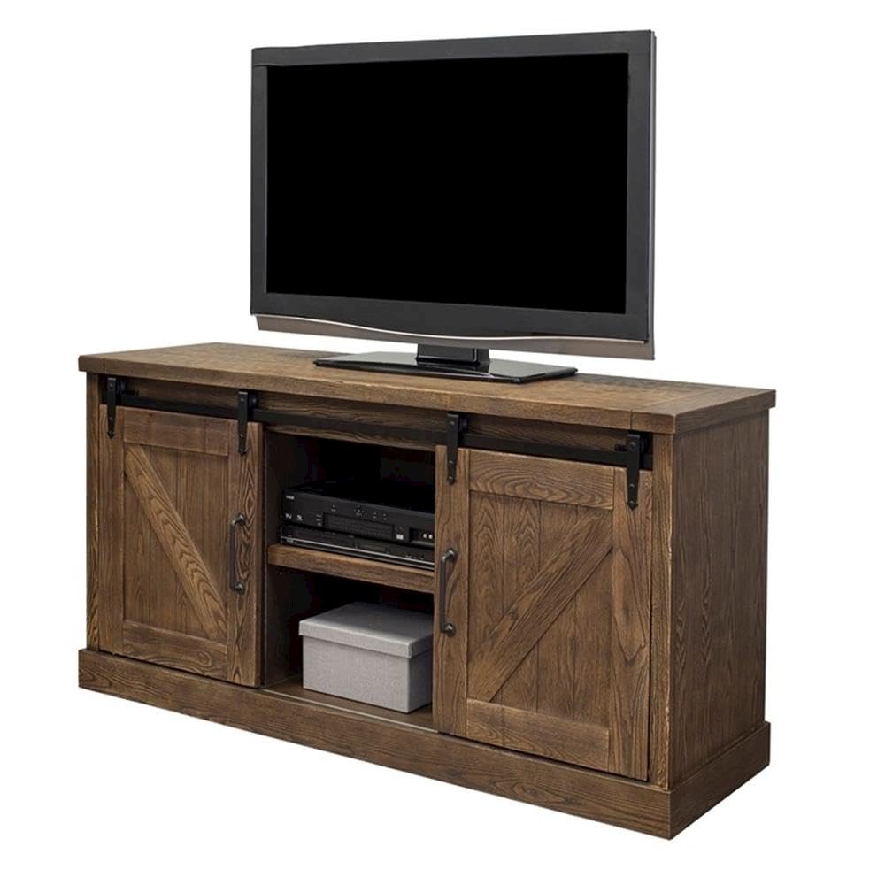 Avondale 60" TV Console, Barn Door, Brown. Picture 8
