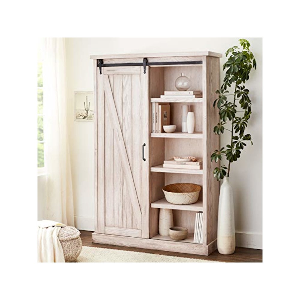 Avondale Rustic Barn Door Bookcase, White. Picture 13