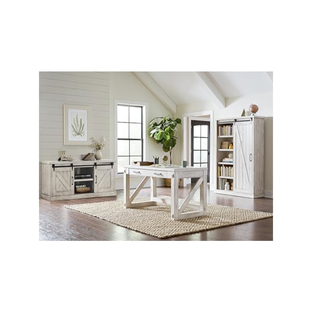 Avondale Rustic Barn Door Bookcase, White. Picture 9