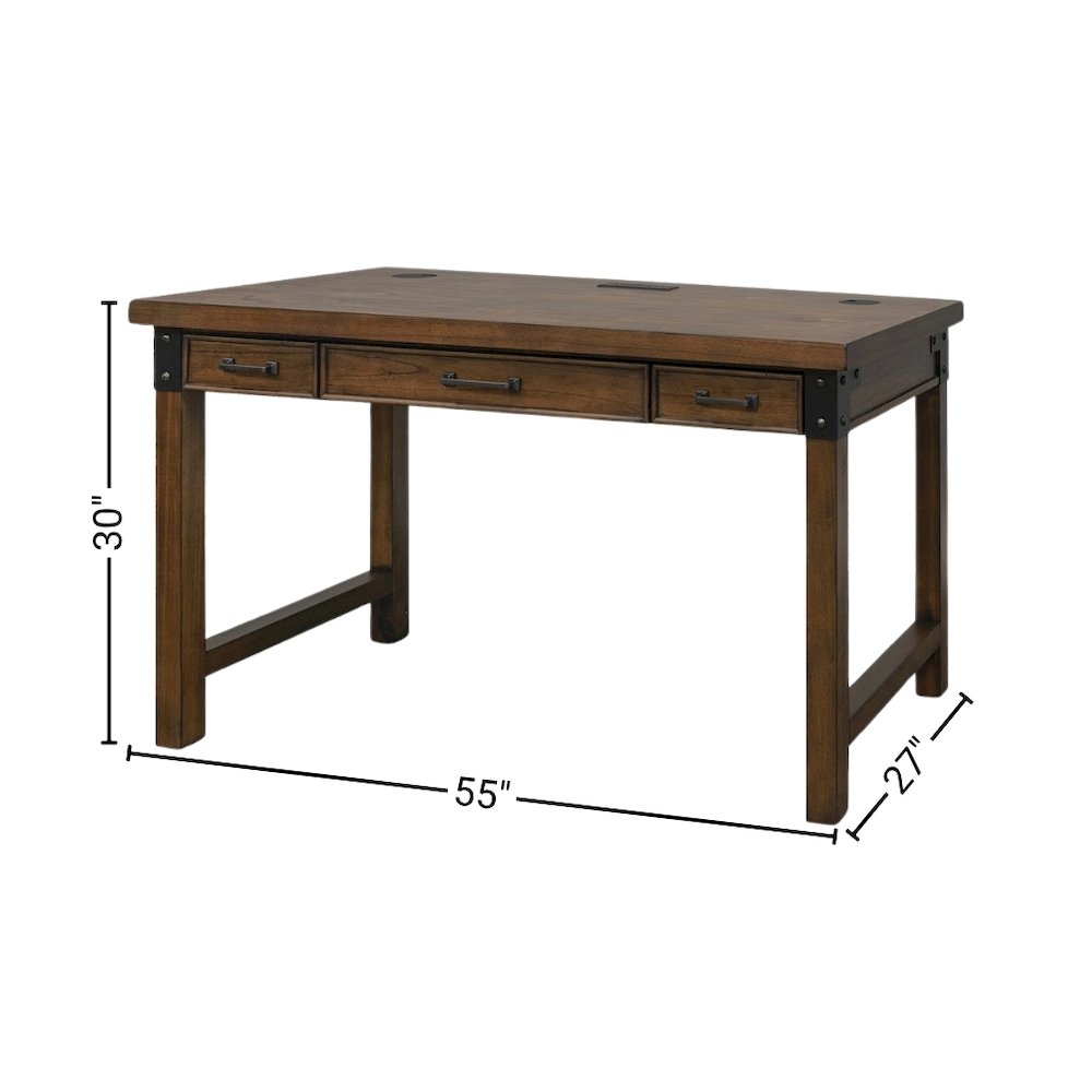 Rustic Walnut Color Farmhouse Desk, Long Wooden Table for Office Use. Picture 12