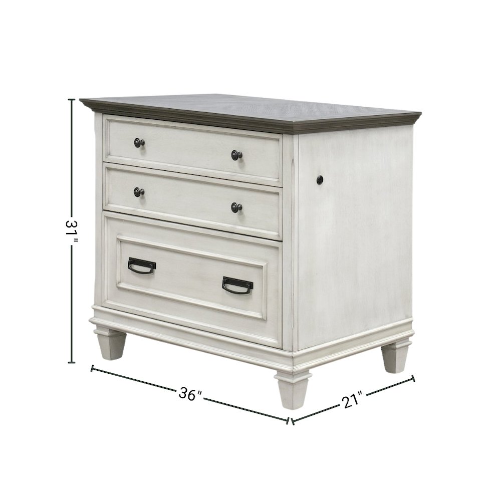 White Wood File Cabinet with Lock, 3-Drawer Lateral Filing Cabinet. Picture 10