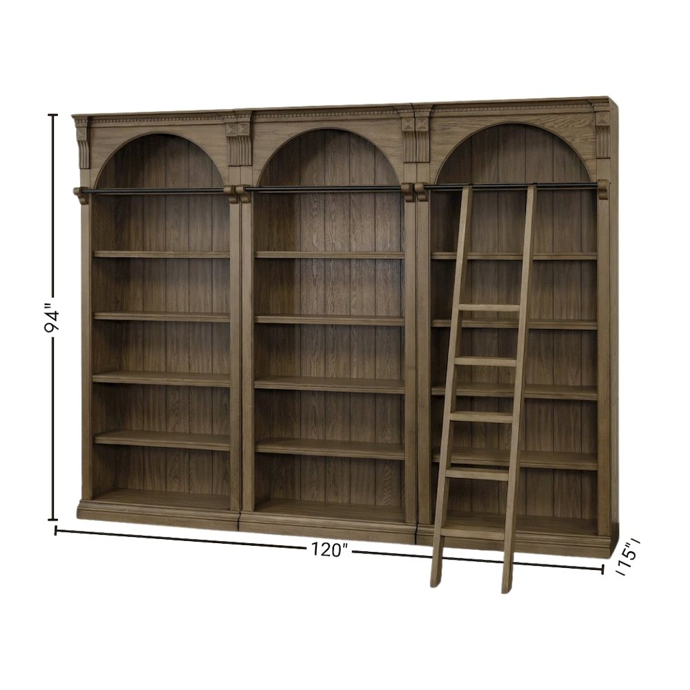 Tall Ladder Bookcase Wall Unit with Storage, Barrister Library Design. Picture 8