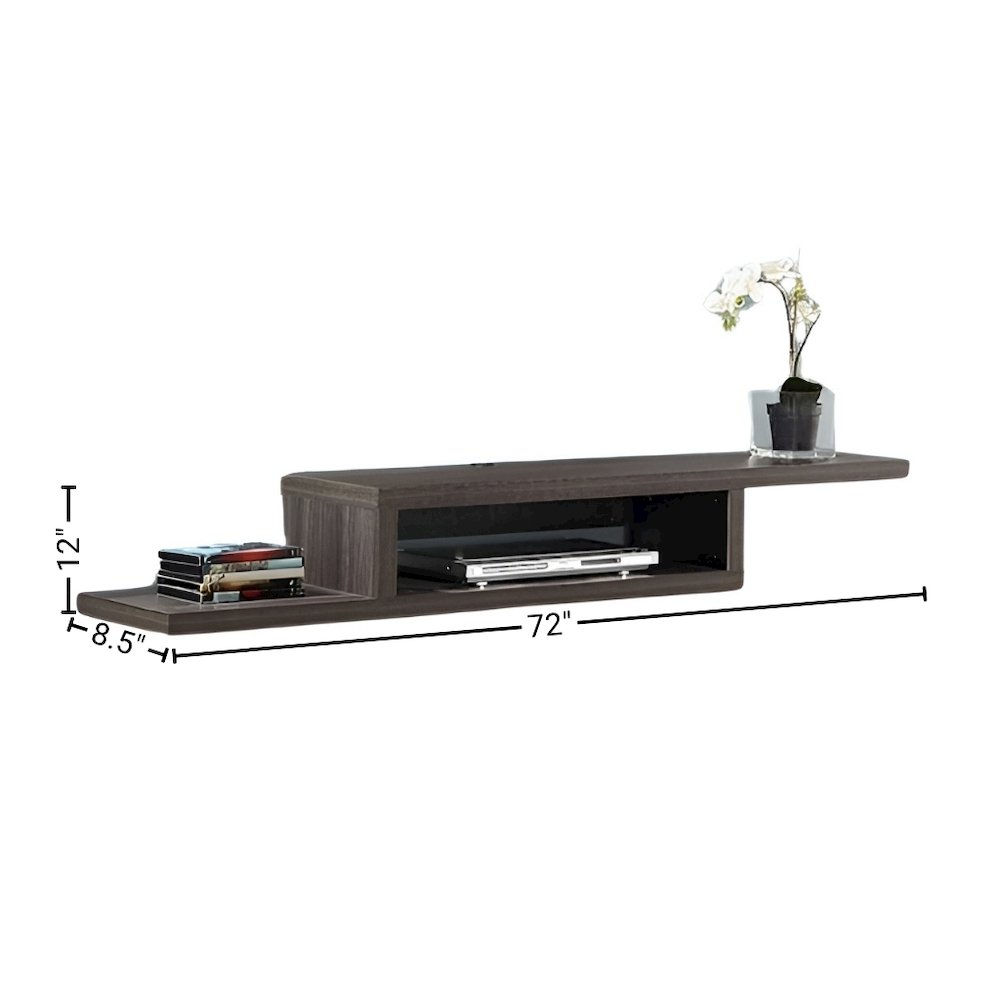 Floating TV Skyline Walnut Stand Wall Mounted Console, 60-Inch Wood Shelf. Picture 4