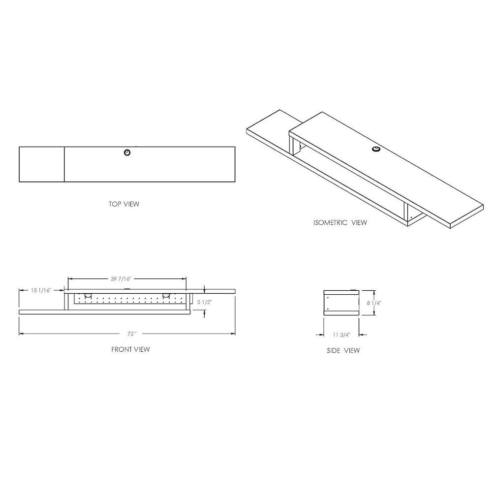 Wallmounts Wall Mounted TV Console 72-inch. Picture 3