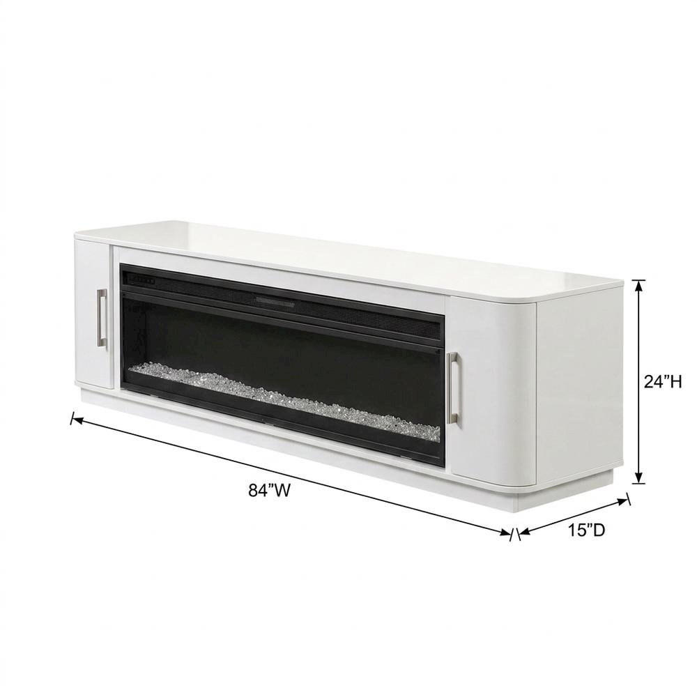 White Wide Fireplace Console, Solid Wood Fully Assembled TV Stand. Picture 7