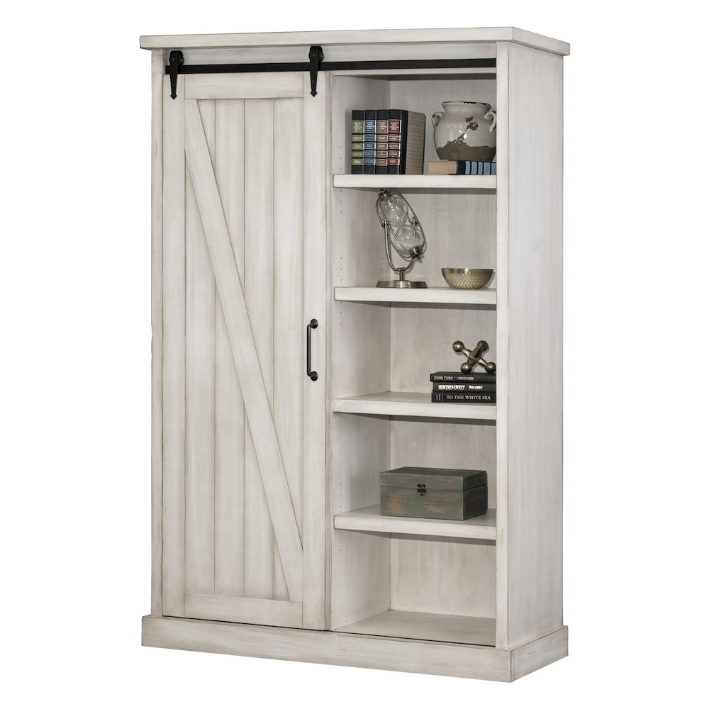 Avondale Rustic Barn Door Bookcase, White. Picture 2