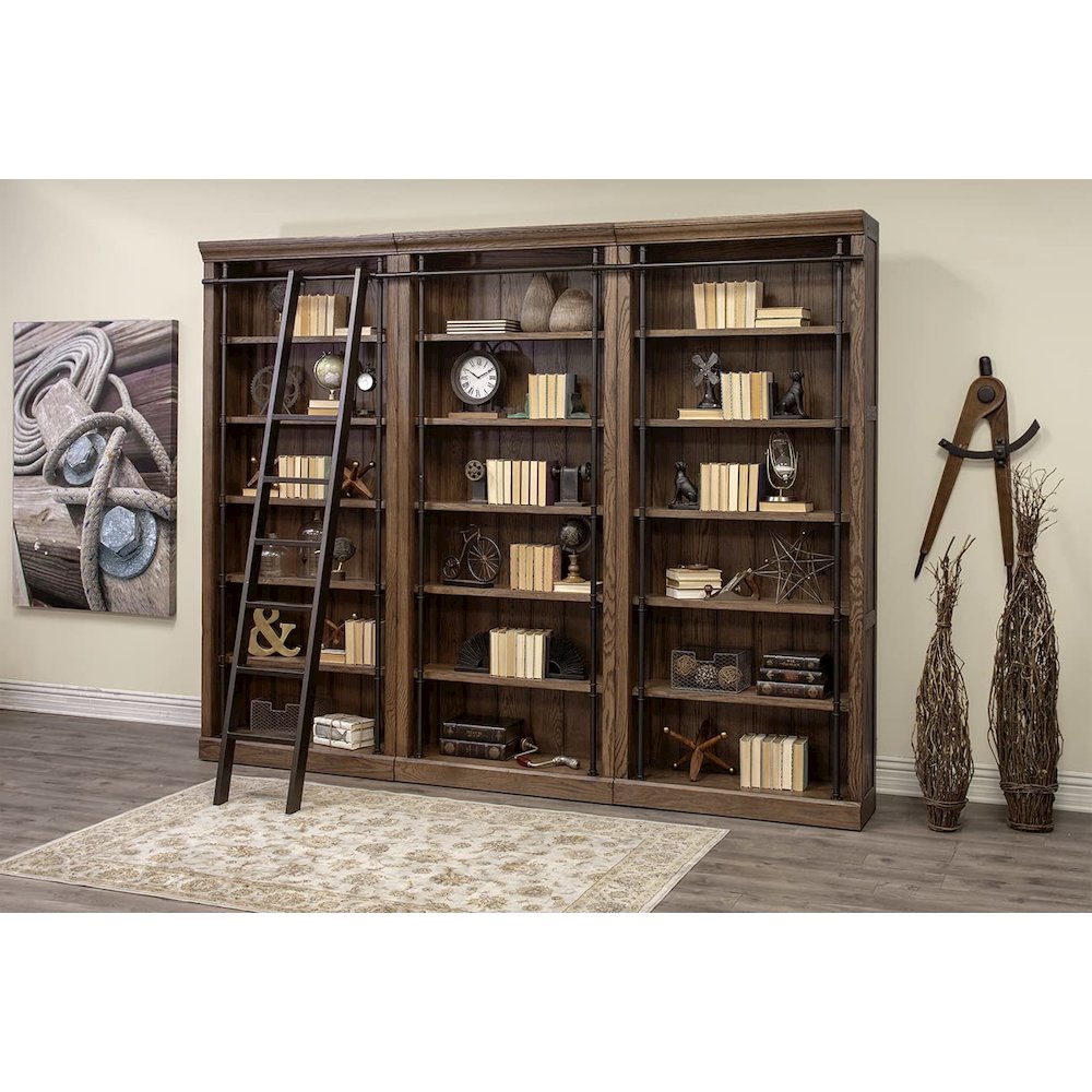 Avondale 8' Tall Bookcase Wall With Ladder, Storage. Picture 7